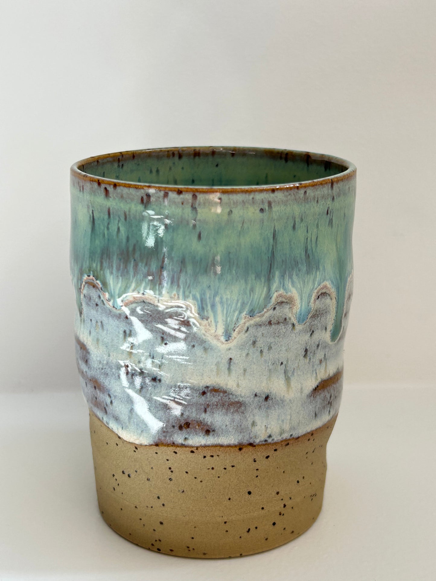 Sea Green Ceramic Wiggle Cup Tall