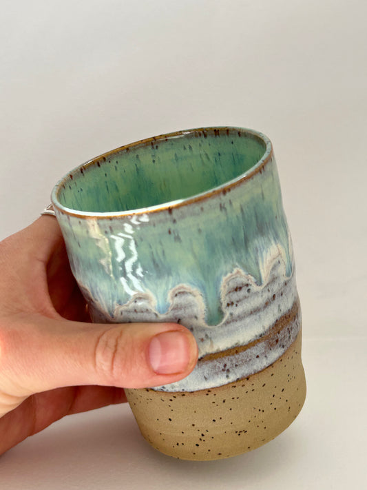 Sea Green Ceramic Wiggle Cup Tall