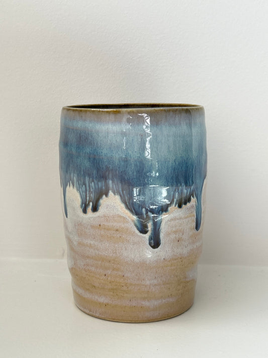 Blue Ceramic Wiggle Cup Tall