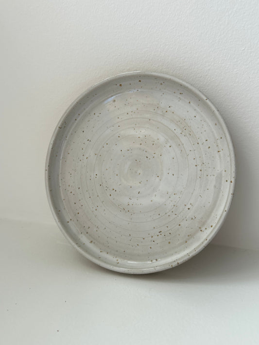 White Speckle Stoneware Handmade Saucer Plate