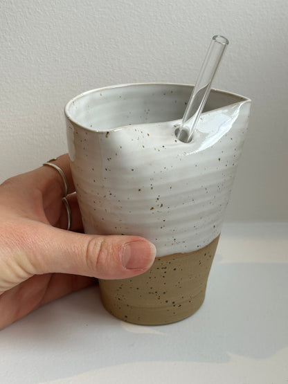 Speckled White Straw Cup
