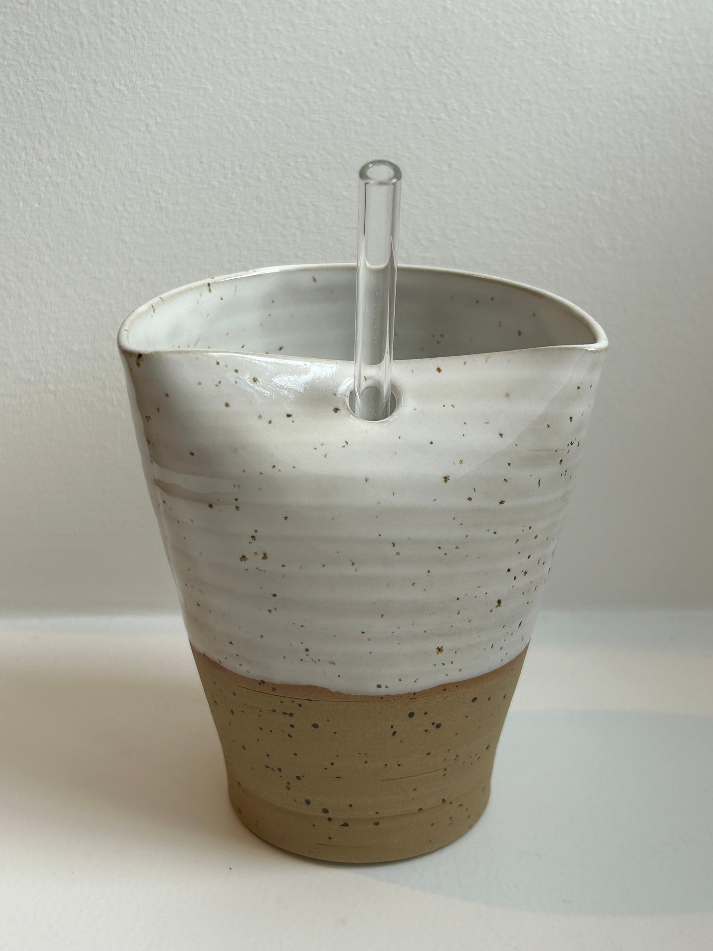 Speckled White Straw Cup