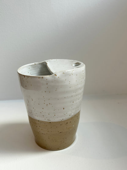 Speckled White Travel Cup