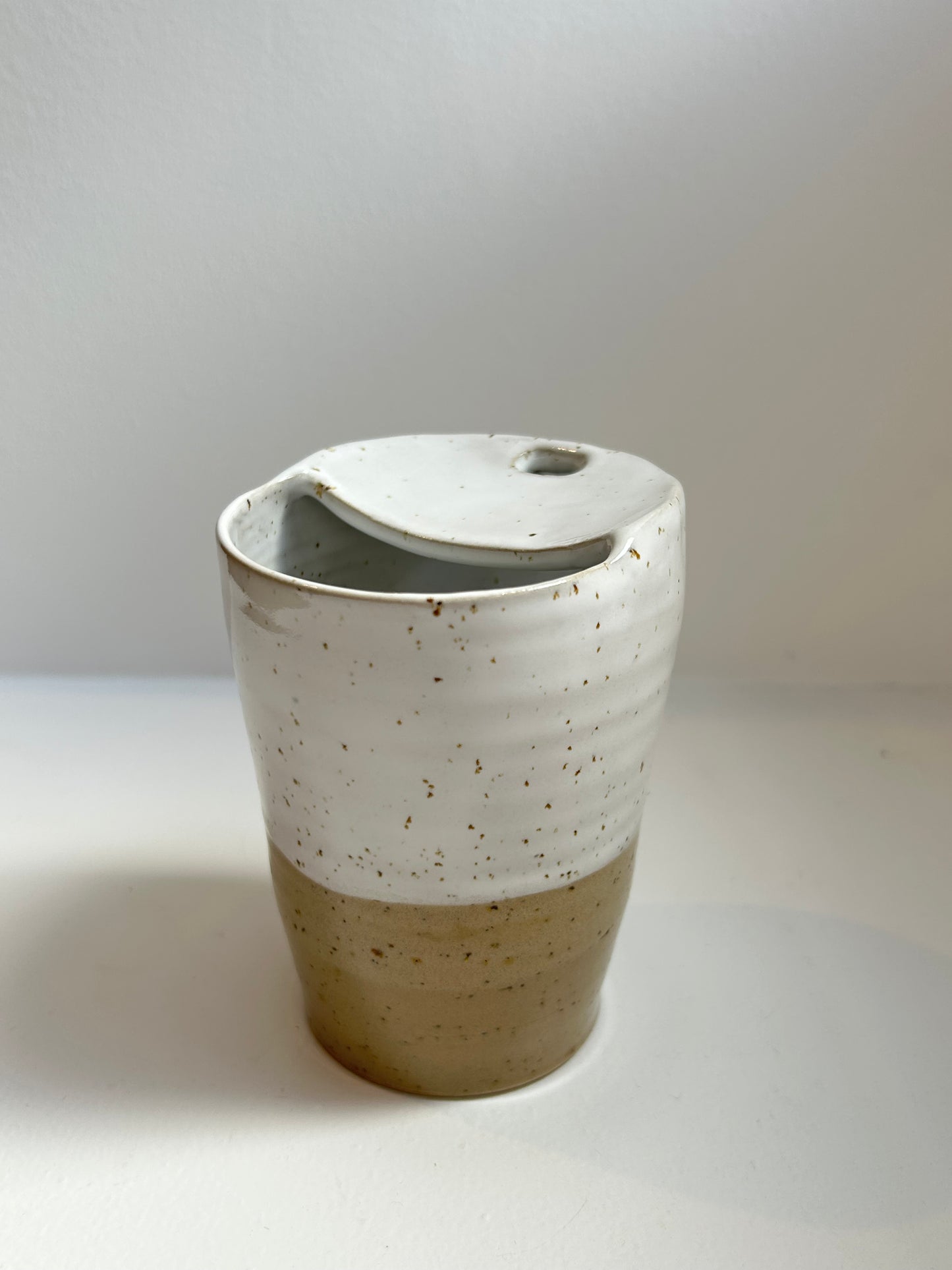 Speckled White Travel Cup