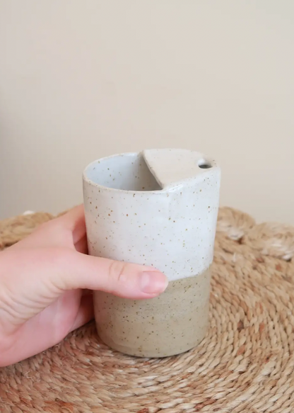 MADE TO ORDER : Speckled White Travel Cup